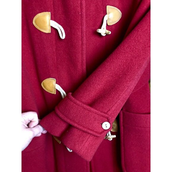 Vtg Eddie Bauer Red Wool Womens Sz M / L Barn Chore Toggle Jacket 80s Preppy - Picture 5 of 9